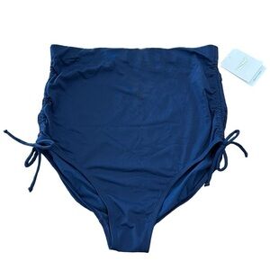 NWT Aquashape By Dolfin Adjustable High Waisted Moderate Brief Bottom Sz L Navy